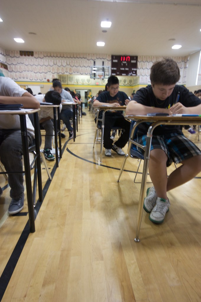 Students taking an exam